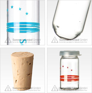 Screen printing on glass test tubes round flat bottom glass